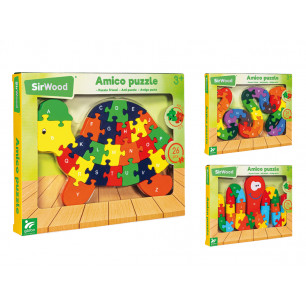 Puzzle in legno a forma di animale 26 tessere 3 ass.ti