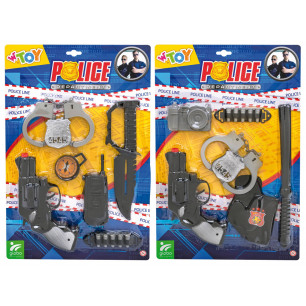 Playset Police con pistola, manette e accessori 2 ass.ti