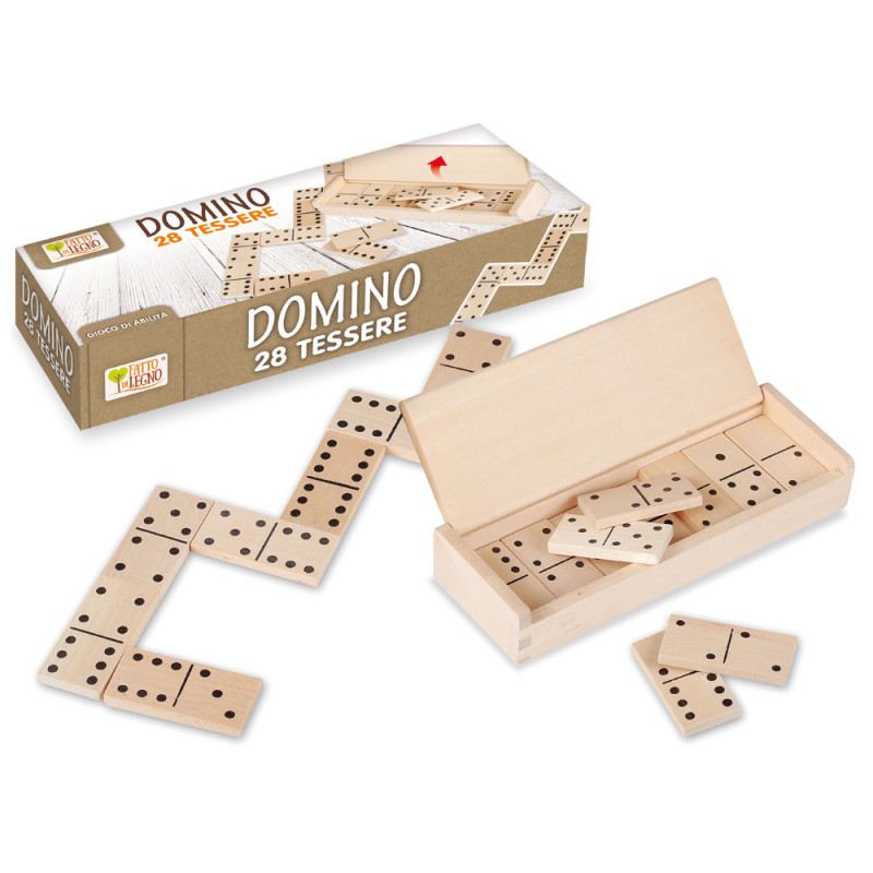 Domino in legno con 28 tessere