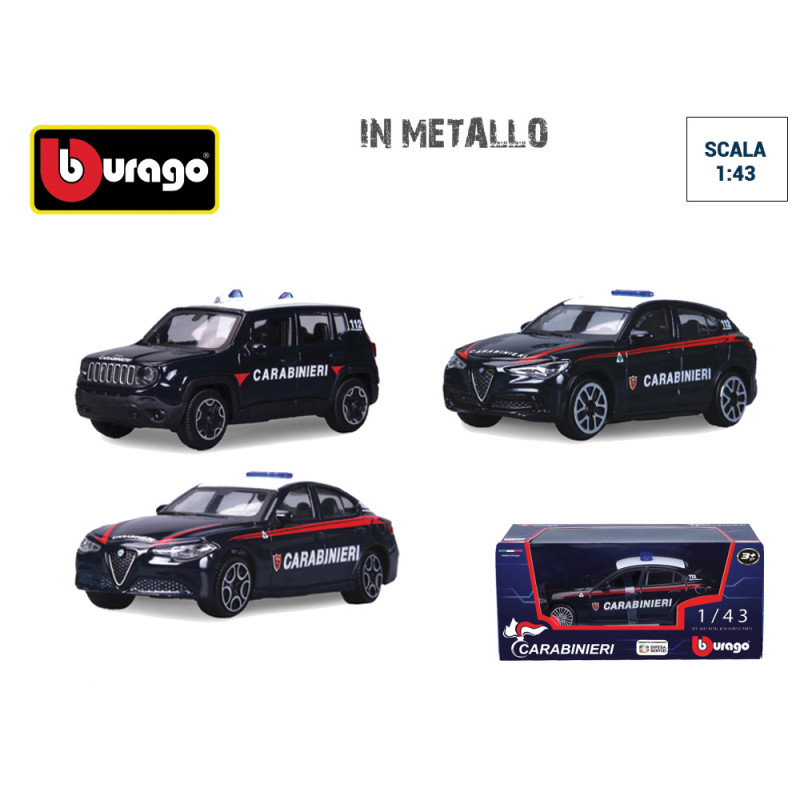 Modellini Bburago auto ass.te Carabinieri scala 1:43 die cast display 24 pz