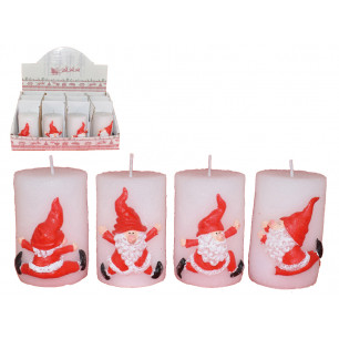 Candela bianca con Babbo Natale 3D display 12 pz in 4 ass.ti