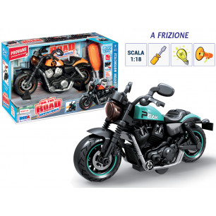 Motocicletta a frizione scala 1:18 con luci e suoni con cacciavite 2 ass.ti