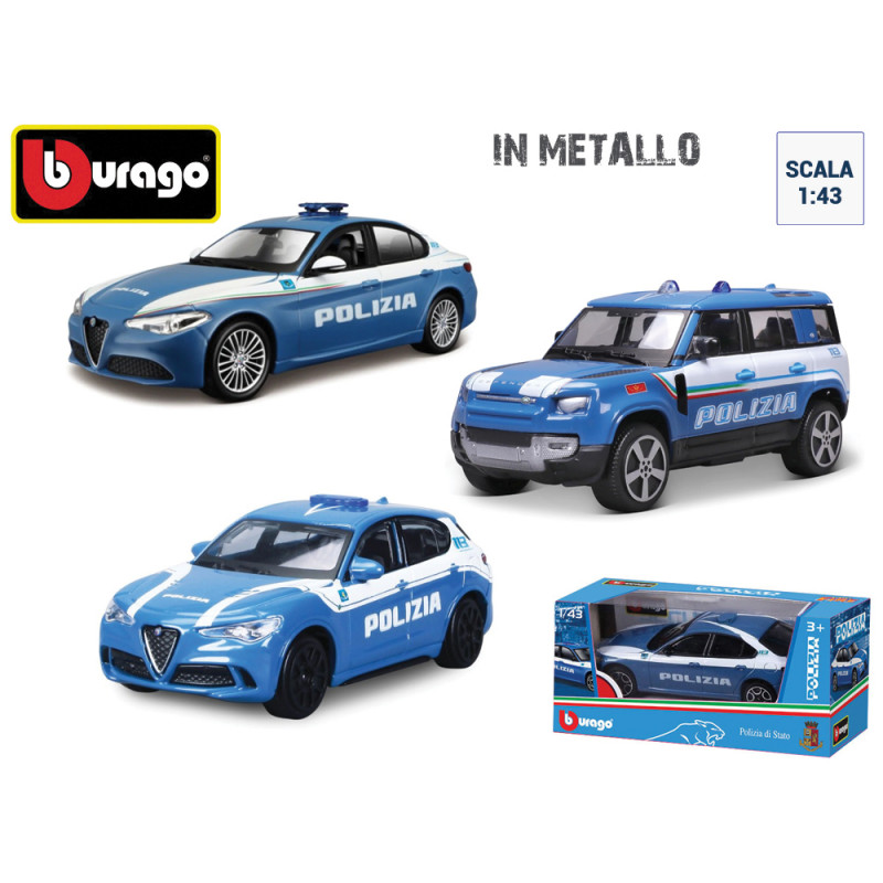 Modellini Bburago auto ass.te Polizia scala 1:43 die cast display 24 pz