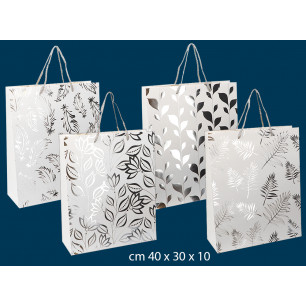 Borsa regalo con Foglie Argento 40x30x10