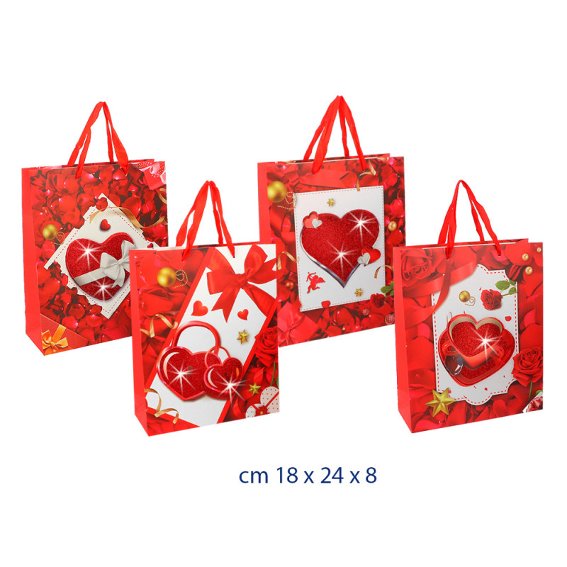 Borsa regalo con applicazioni 3D Love 18x24x8