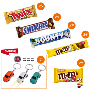 Offerta assortimento prodotti Mars con omaggio 3 portachiavi Fiat 500