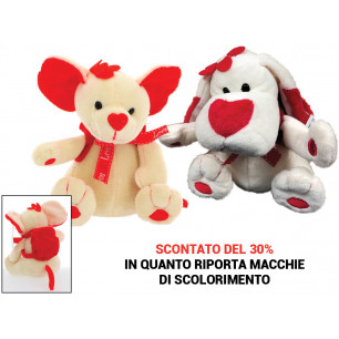 Peluche cane e topolino con zaino e nastro Love