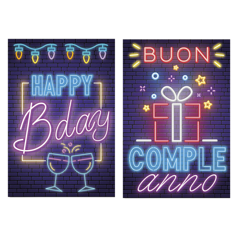 Biglietti Buon Compleanno neon