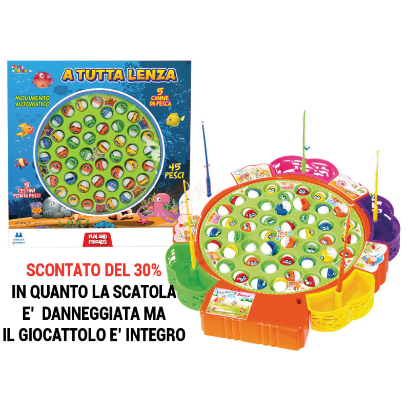 Gioco della pesca con 45 pesci e 5 canne da pesca SCATOLA DANNEGGIATA