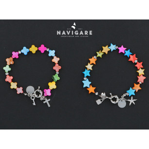 Bracciale Navigare donna a forma fiore e stelle