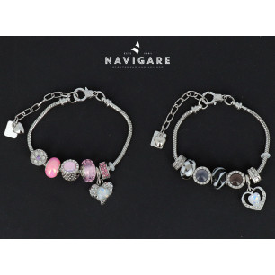 Bracciale Navigare donna Charms con cuori mod A