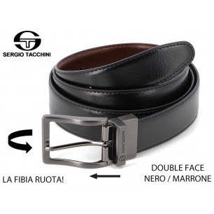 Cintura Police in pelle Double Nero Marrone