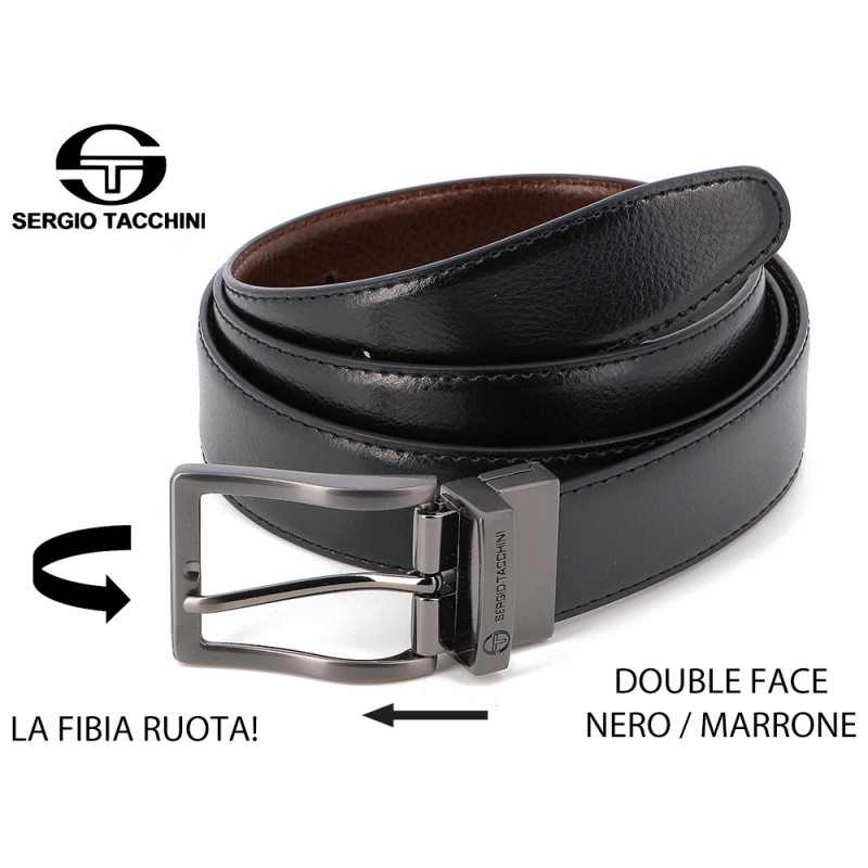 Cintura Police in pelle Double Nero Marrone